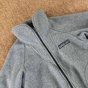 Vintage Patagonia Full Zip‎ Fleece Jacket Blue Gray Womens Size 9/10 Ribbed Trim